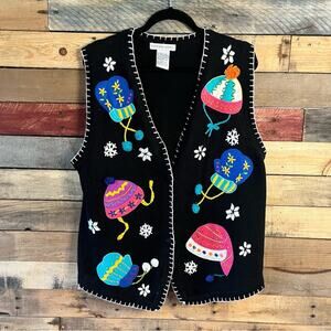 Victoria Jones Black Winter Sweater‎ Vest Size Large